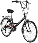 Велосипед NOVATRACK 24" складной, TG, чёрный, 6скор